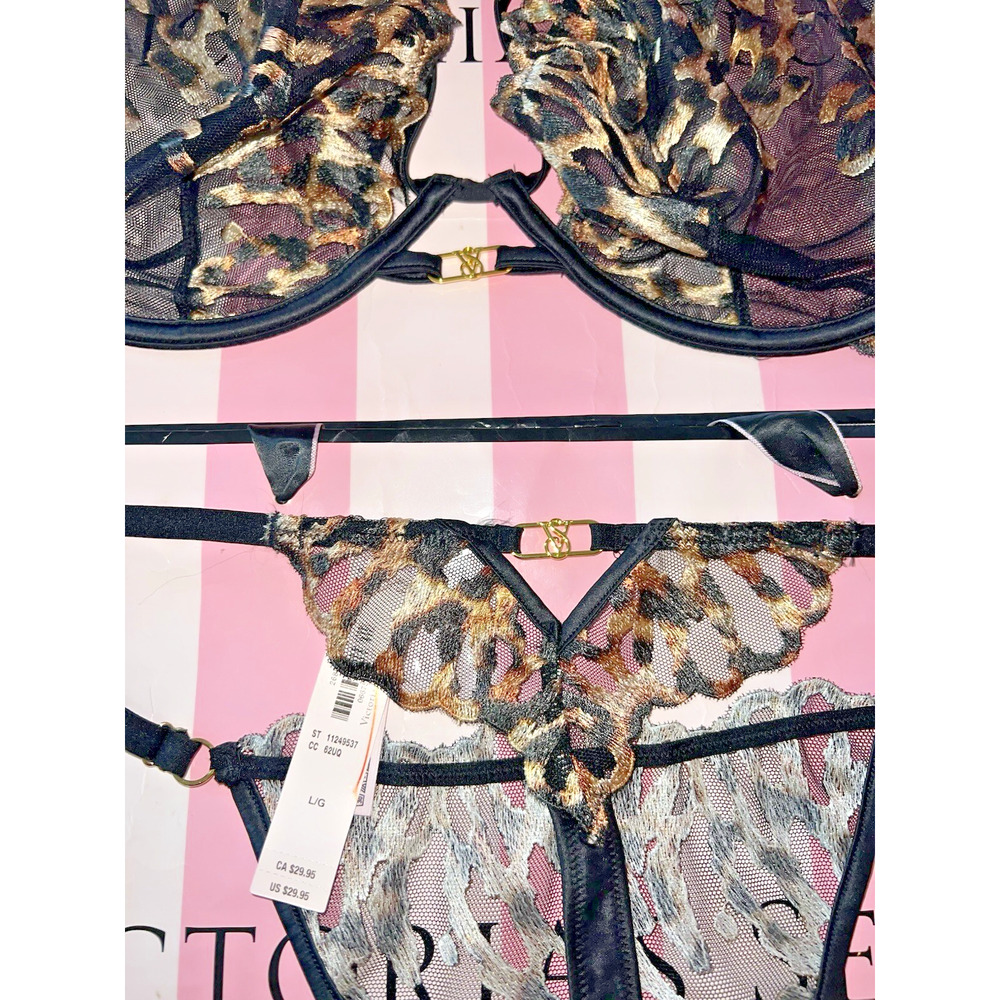 Victoria's Secret Bra Very Sexy 36C & Medium Thong Set Panty Cheetah - Picture 3 of 6
